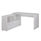 KADIMA DESIGN Eckschreibtisch 136 cm Büro Schreibtisch Weiß Winkel Tisch Home O