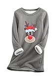 EFOFEI Mädchen Warmes Bequemes Sweatshirt All Match Plüsch Pullover Elk Dunkelgrau XXL