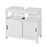 SoBuy® FRG128-W Waschbeckenunterschrank Badmöbel Badschrank mit Fußpolster Waschtisch Unterschrank weiß