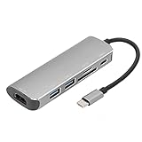 T opiky USB-C-Hub, 6-in-1-USB-C-Erweiterungsdock, USB-C auf 4K-HDMI-Adapter + 2 X USB 3.0 + Speicherkarte/TF-Kartenleser + 1 X Typ-C-Ladestation für Tablets, Mobiltelefone, Notebook