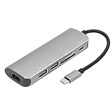 T opiky USB-C-Hub, 6-in-1-USB-C-Erweiterungsdock, USB-C auf 4K-HDMI-Adapter + 2 X USB 3.0 + Speicherkarte/TF-Kartenleser + 1 X Typ-C-Ladestation für Tablets, Mobiltelefone, Notebook