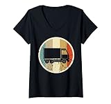 Damen LKW Fahrer Laster Truck Trucker Fernfahrer Retro Vintage T-Shirt mit V