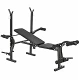 EPFHR Multifunktions Hantelbänke klappbar 4-Fach verstellbar Trainingsbank mit Langhantelablage, Beincurler Butterfly Schrägbank