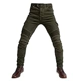 DEBND Herren-Schutzjeans, Sportliche Motorrad Hose Mit Protektoren Motorradhose, 4 X Schutzausrüstung