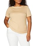 Amazon-Marke: MERAKI Damen T-Shirt mit U-Boot-Ausschnitt, Beige (Light Tanne), 38, Label: M