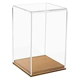HMF 46881 Acryl Vitrine / Schaukasten mit Holzsockel für Figuren | 14 x 14 x 22 cm | Transp