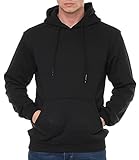 Smith & Solo Herren Kapuzenpullover – Sweatshirt Pullover Rundhals – Langarm – Slim – Fit – Training – Hoodie – Pulli – Hochwertige Baumwollmischung Männer, Schwarz-kapuze, M