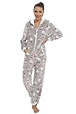 YAOMEI Erwachsene Unisex Jumpsuits, Kostüm Tier Kostüm-Anzug Onesie Nachthemd Schlafanzug Kapuzenpullover Nachtwäsche Cosplay Karton 3D Kigurumi Fastnachtskostuem Xmas Halloween (Grau, L)