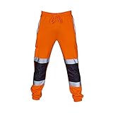 AOCRD Herren Arbeitshose Warnschutzhose Warnschutz Orange Gelb Reflektierende Warnhose Funktionshose Sicherheitshose Schutzhose Arb