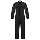 BWOLF ANAX Arbeitsoverall Herren Overall Herren Arbeitskleidung 100% Baumwolle Arbeitsoveralls mit 5 Taschen (Schwarz, XXL)