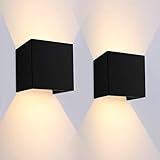 2er LED Wandleuchte Schwarz 12W Wandlampen Wasserdicht Mit Einstellbar Abstrahlwinkel IP65 LED Wandbeleuchtung Innen Außen (Schwarz Eckig, 12W Warmweiß)