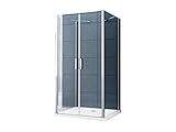 U Form Duschkabine Dusche Aron 90 x 75 x 195 cm / 8 mm/ohne D