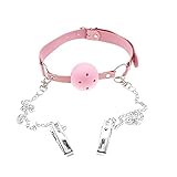 Pinker hohler Ball Mund Plug tragbar Metall Clip Kleidung Zubehör Frauen Geschenk