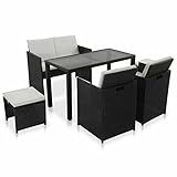 BJYX Gartenlounge Gartenmöbel 6-TLG. Schwarz Poly Rattan Lounge Sitzgruppe Garteng