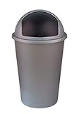 XXL Mülleimer 50L groß - grau mit schwarzem Schiebedeckel - Stabiler Kunststoff - Abfalleimer Müllsammler - für Küche, Büro, B