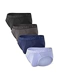 DAVID ARCHY Herren-Unterwäsche, Bambus-Rayon, atmungsaktiv, superweich, bequem, leicht, Beutel, 4er-Pack, Schwarz/Dunkelgrau/Marineblau/Himmelblau mit Fliege, M