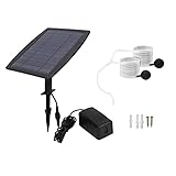 Berrywho Solarluftpumpe für Teich Solarwasserpumpe mit Sauerstoffrohrluft-Luft-Stein-Stein-Sauerstoff-Pump-Kit für Aquarium-Teich-Fisch-Tank-Pool-G