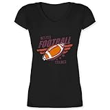 American Football Outfit Trikot - Bester Football Trainer - 3XL - Schwarz - Kurzarm - XO1525 - Damen T-Shirt mit V