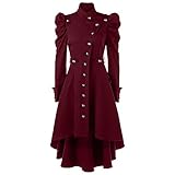 Steampunk Damen Mantel Eleganter Smoking-Blazer Gothic Long Coat Retro Velvet Coat Jacket Vintage Costume Viktorianischen Cosplay Kostüm Military Barock Punk Jacke Unregelmäßige Tailcoat Outw