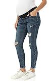 V VOCNI Umstandsjeans Skinny für Frauen unter dem Bauch Vintage Schwarz Schwangerschaft Jeans, 02-blaue Gürtelschlaufe/Ripped Loch, M