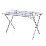 Campart Campingtisch/Reisetisch-110x70 cm wetterbeständige Rolltischfläche aus Aluminium/mit mitgelieferte Transporttasche,TA-0802