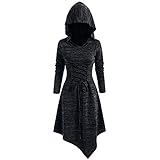 Darringls Damen Gothic Kleid mit Kapuze Frauen Vintage Steampunk Gothic Hoodie Gericht Kleid Mit Kapuze Umhang Windjacke Mittelalter Kleidung Kapuzenpullover Pullover Halloween Cosplay Kostü