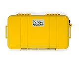 PELI 1060 Micro Case-Schutz für Smartphone und Kleinere Habseligkeiten bei Outdoor- Aktivitäten, IP67 Wasserdicht, 1,3L Volumen, Hergestellt in den USA, Gelb/ Schwarze Gummieinlag