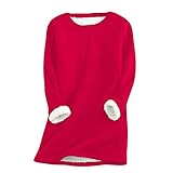 Damen Fleece Pullover Warme Sweatshirt Plus Dicker Langarmshirt Pulli Shirts Oversize Bedrucktes Oberteil Tops Skin Friendly Close-Fitting Bottoming Loose Sweater Bluse Casual Lässig Bequeme T-S