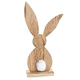 Logbuch-Verlag XXL Osterhase aus Holz - Hasenfigur Natur braun mit weißem Puschel - Osterdeko im Landhaus-Stil 45