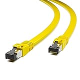 HB-Digital 7,5m CAT 8.1 Netzwerkkabel Flach LSZH Gelb 40 Gbits | LAN Patchkabel CAT.8 U/FTP Gigabit RJ45 Ethernet Cable | 40000 Mbits Übertragungsgeschwindigkeit PIMF 2000 MHz Cat.6 Cat.7 Cat.8