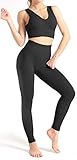 CNASA Damen 2teiliger Sportanzüge Sport Sets Sport-BH mit Tiefem V und Leggings Yoga Outfit Trainingsanzug S