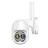 MUGHOPN IP-Überwachungskamera, Sicherheitssystem Für Den Außenbereich, Schwenk-/Neigefunktion, 10-Facher Zoom, Zwei-Wege-Audio, Bewegungserkennungsalarm, Farb-/Infrarot-Nachtsicht, IP65 W