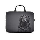 Facbalaign Laptoptasche Schwarzer Labrador Tragetasche für Damen und Herren Muster Hochwertige mit Griff White 13 Z