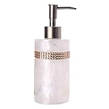 SHIJIE1701AA Spülmittel Spender Europäische Luxus Harz Seifenspender Küche Badezimmer Abgabe von Flüssigkeit Flasche mit Silber Pump manuelle Seifenspender Lotionspender (Color : White)