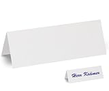 100x Tischschilder, Faxland Namensschilder groß, 21x7, 5 cm, Karton weiß blanko zum selbstb