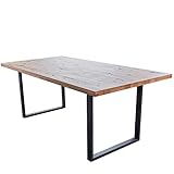 Esstisch Esszimmertisch Massivholz Eiche 160x80 cm KADIS mit massiver Tischplatte 4 cm Gerade Kante, Massivholztisch Echtholz geölte Wildeiche, Industrial Look mit U-Form Gestell Flachstahl schw