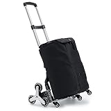 SKYRED Upgrade-Einkaufswagen, 2in1 Folding Warenkorb 75l Kapazität & Handwagen Superladung 50kg Arbeitsparnis for Treppenklettern mit verstellbarem Bungee-Kordel, 3 große geräuschlose R