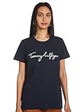 Tommy Hilfiger Damen Heritage Crew Neck Graphic Tee T-Shirt, Blau (Midnight 403), Large (Herstellergröße: L)