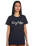 Tommy Hilfiger Damen Heritage Crew Neck Graphic Tee T-Shirt, Blau (Midnight 403), Large (Herstellergröße: L)