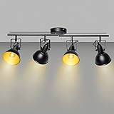 Unikcst 4 Flammig Deckenstrahler Retro Vintage Schwenkbar LED Deckenspots Schwarz E14 Deckenleuchte für Wohnzimmer Küche Schlafzimmer Ohne L