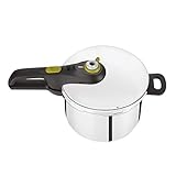 Tefal P2530737 Secure 5 Neo Schnellkochtopf (Fassungsvermögen: 6 Liter, 2-Stufen-Garregler, hochwertiger Edelstahl) silber/grü