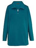 m. collection Damen Sweatshirt Langarm mit Troyerkragen in Angesagter Basic-F