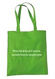 illustratedidentity When Life Gives You Lemons Squeeze Them In People's Eyes Tragetasche 37,5 x 42 cm mit langen Griffen, Grün - apfelgrün - Größe: Einheitsgröß