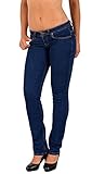 ESRA Damen Jeans Hose Hüftjeans Straight Fit Damen Jeanshose extra Tiefbund gerader Schnitt bis Übergröße G900