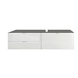 trendteam smart living Badezimmer Waschbeckenunterschrank Unterschrank Beach, 140 x 35 x 53 cm in Korpus Grau Melamin, Front Weiß Hochglanz mit viel S