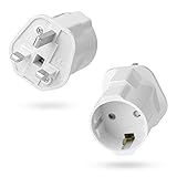 AIEVE EU-Stecker auf UK-Stecker, 2-poliger europäischer auf 3-poliger UK-Stecker-Adapter, Euro-zu-britischer Stecker-Adapter mit 13 A Sicherung für Luftreiniger, Stehleuchte, E, F-Stecker (2er-Pack)