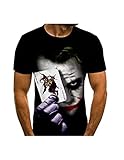 Roneberg Herren T-Shirt EIN T-Shirt mit dem Joker 3D Print. Schwarzes kurzärmeliges T-Shirt mit dem Bild des Jokers aus dem Film. Perfekt zum Ausgehen mit Freunden. (L)
