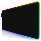 Zelotes Gaming Mauspad RGB ,800x300mm LED Mousepad,rutschfeste Gummibasis und wasserdichte Oberfläche, Leuchtendes Matte für Professionelle G