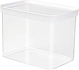 Emsa 513563 Stapelbare Vorratsdose für Trockenvorräte, 100 % Keimfrei, Volumen 4.4 Liter, Rechteckig, Weiß/Transparent, Op