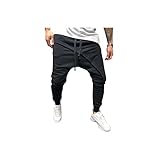 Wangchngqingmck Arbeitshose Männer, Casual Hosen,Herren Sporthosen Bottoms Baggy Drop Crotchzug-Hose Mode (Color : Black, Size : XL)